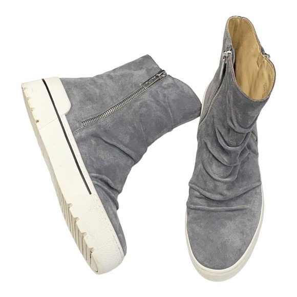 J Slides Nila Ruched High Top Sneakers Side Zip  sz 6 - Picture 1 of 6